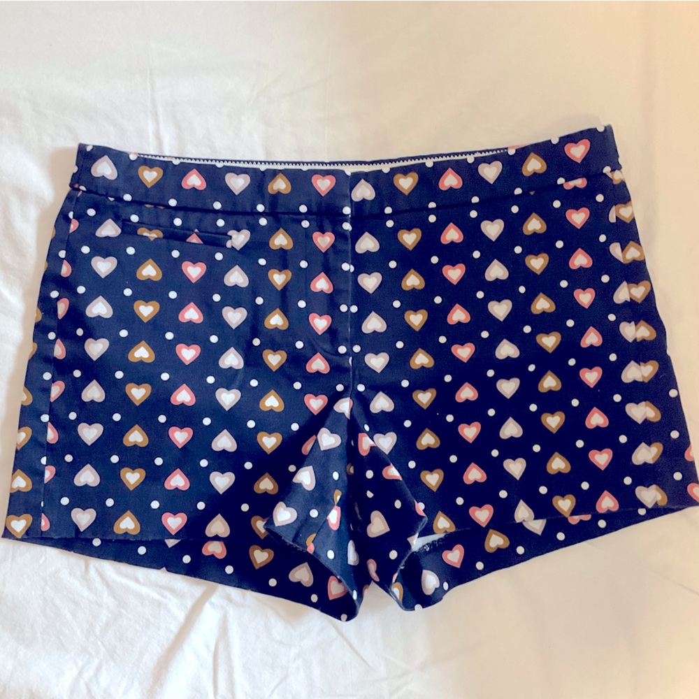 J.crew navy blue 3” inch heart print short Size 6